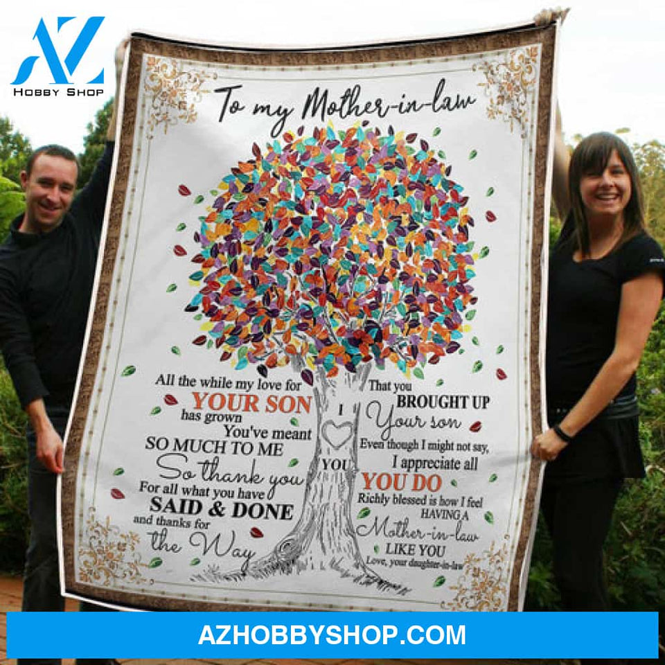 Gift For Mother In Law Blanket, To My Mother In Law Tree Of Life You've Meant So Much To Me Gift From Daughter In Law Fleece Blanket
