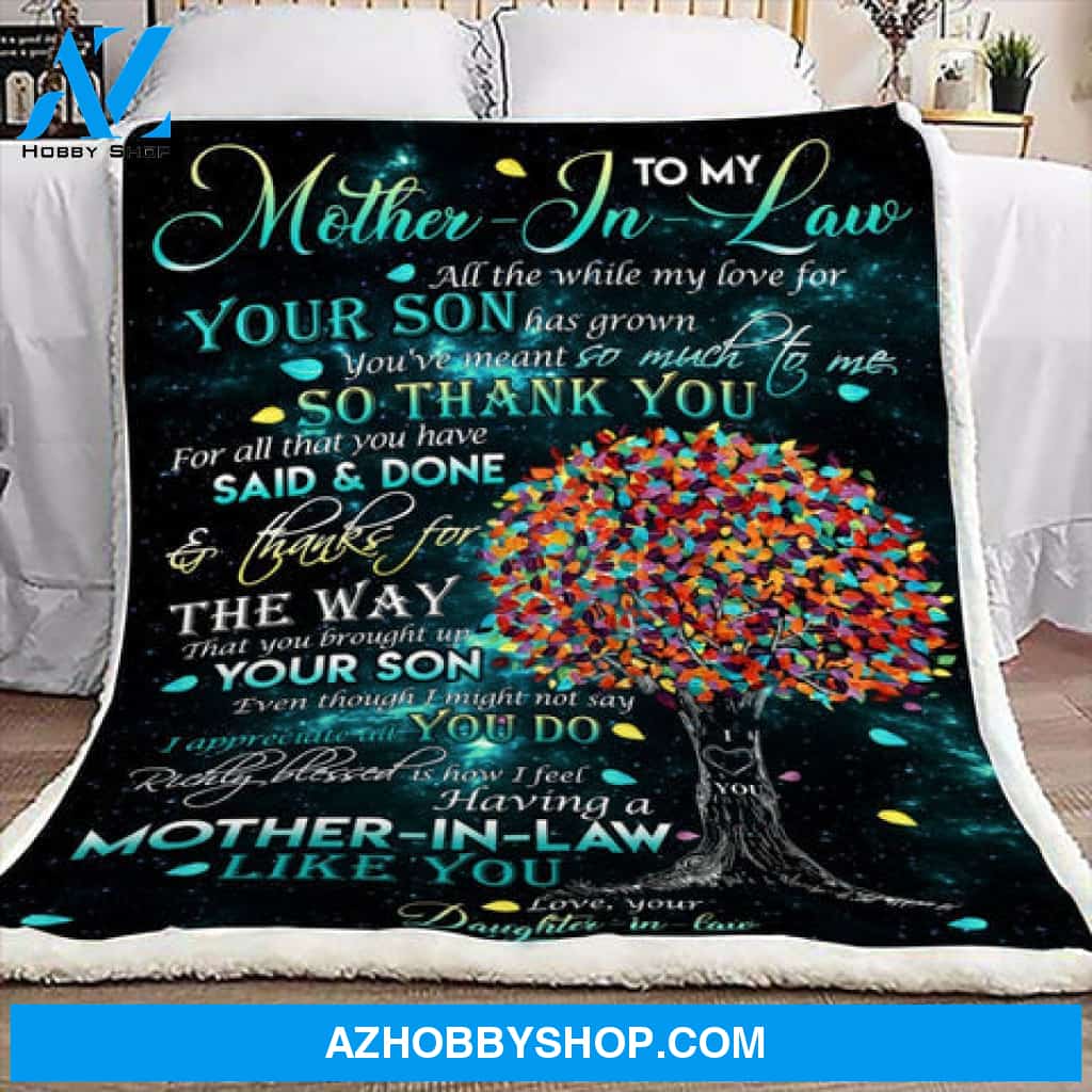 Gift For Mother In Law Blanket, Tree To My Mother In Law