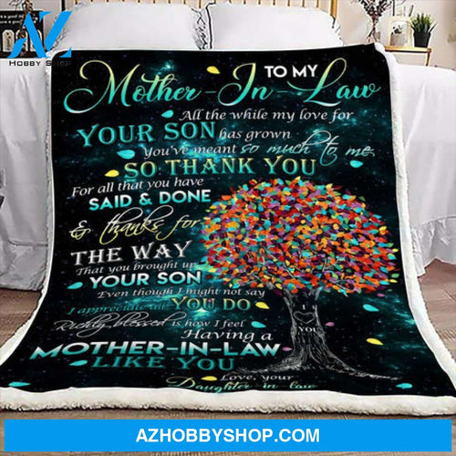 Gift For Mother In Law Blanket, Tree To My Mother In Law