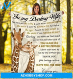 Gift For My Darling Wife - I Love You The Most, Giraffe Blanket