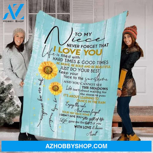 Gift For Niece Blanket, Aunt Gift For Niece Sunflowers Keep Your Face To The Sunshine Printed Blanket