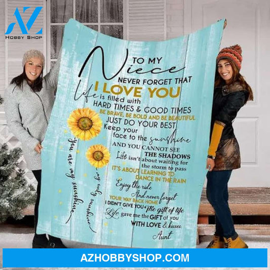 Gift For Niece Blanket, Aunt Gift For Niece Sunflowers Keep Your Face To The Sunshine Printed Blanket