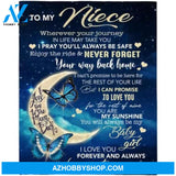 Gift For Niece Blanket, To My Niece I Pray You Safe I Love You Forever Butterfly Gift From Aunt Blanket