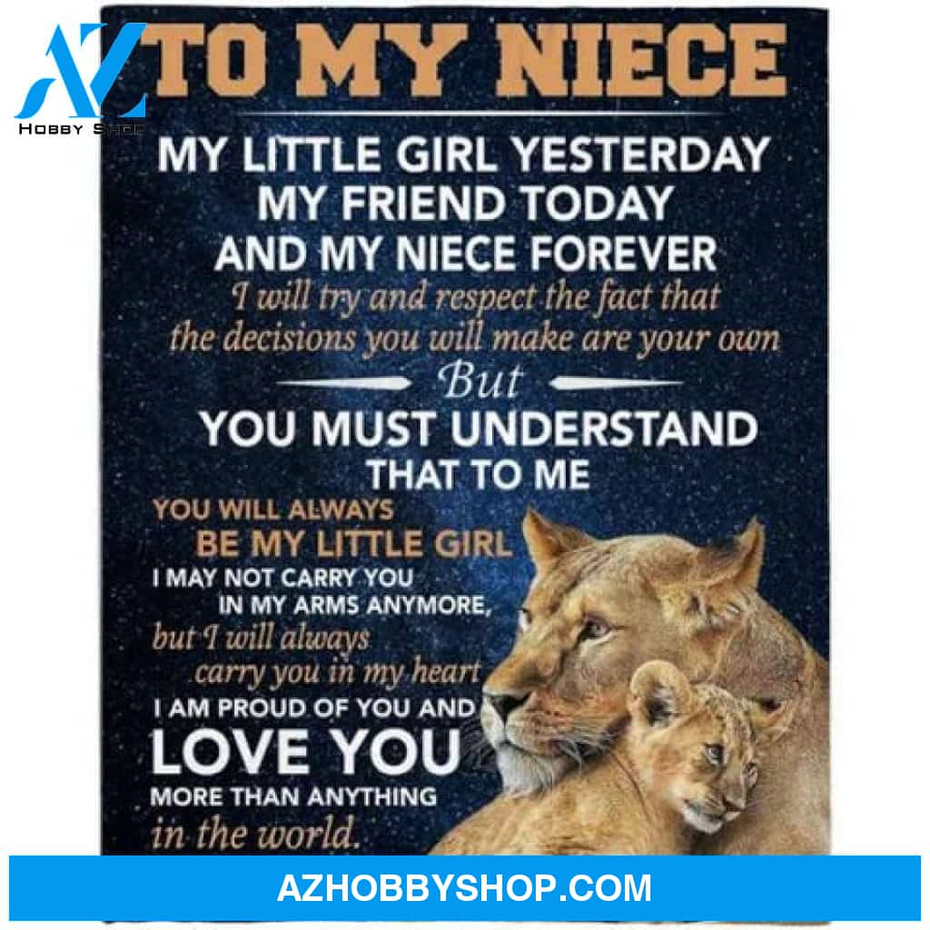 Gift For Niece Blanket, To My Niece Little Girl Friend I Proud Of You Love Gift From Aunt Lion