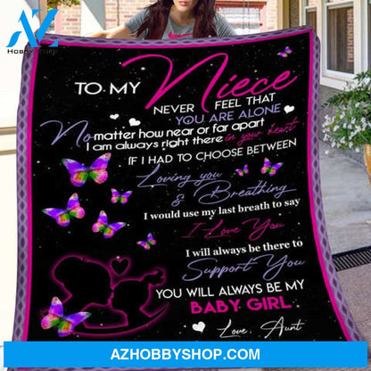 Gift For Niece Blanket, To My Niece Never Feel You Are Alone Love Aunt Hippie Blanket