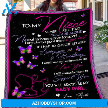 Gift For Niece Blanket, To My Niece Never Feel You Are Alone Love Aunt Hippie Blanket