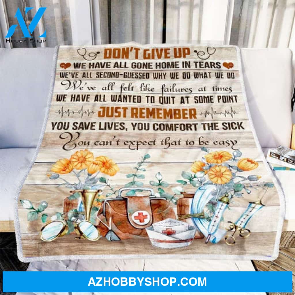 Gift for Nurse Blanket, Don't Give Up Flower