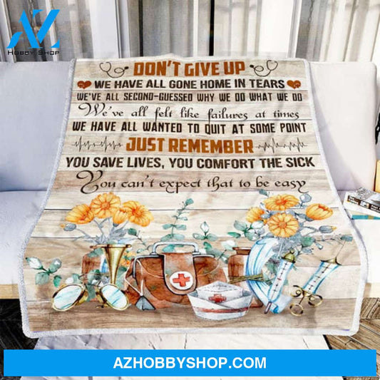 Gift for Nurse Blanket, Don't Give Up Flower