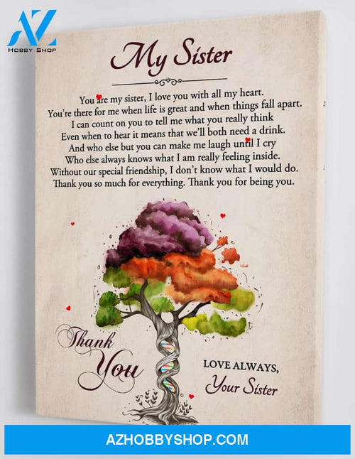 Gift For Sister - Colorful DNA Family Tree - Framed Canvas SS005