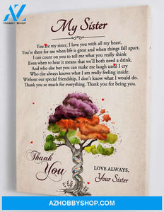 Gift For Sister - Colorful DNA Family Tree - Framed Canvas SS005