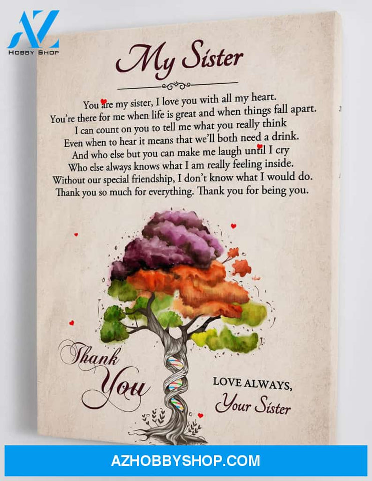Gift For Sister - Colorful DNA Family Tree - Framed Canvas SS005