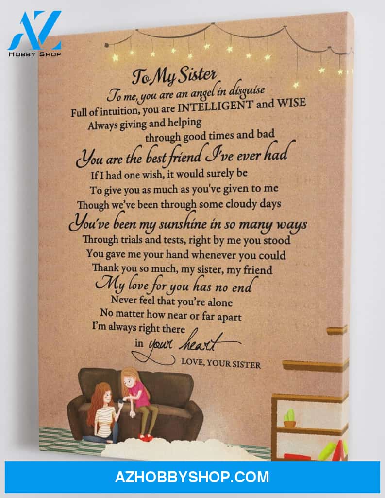 Gift for Sister from Sister - Angel Sister - Framed Canvas Gift SS001