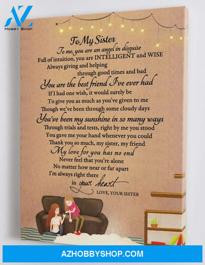 Gift for Sister from Sister - Angel Sister - Framed Canvas Gift SS001