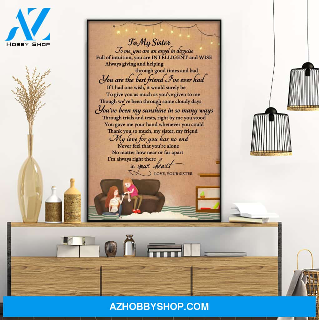 Gift for Sister from Sister - Angel Sister - Framed Canvas Gift SS001