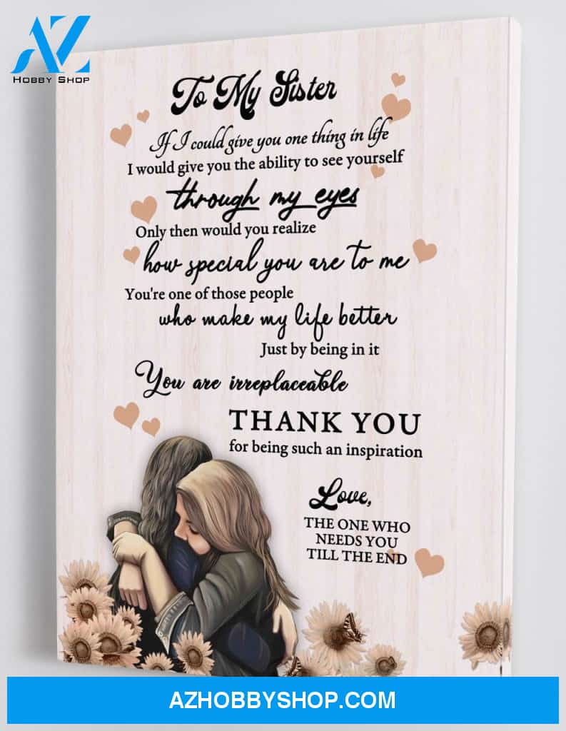 Gift for Sister - Sisters Hugging - Framed Canvas Gift SS002