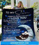 Gift For Son Blanket, Moon Panda I Love You To The Moon And Back Again To My Son Always Remember How Much I Love You Mom Fleece Blanket