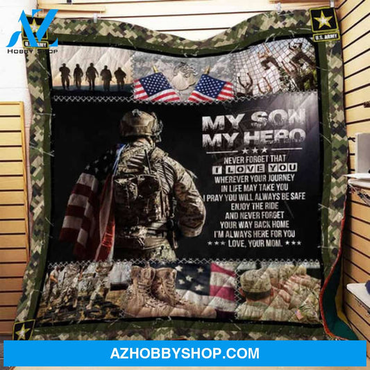 Gift For Son Blanket, My Son My Hero Us Army Fleece Blanket
