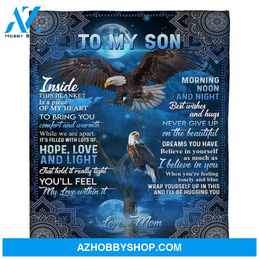 Gift For Son Blanket, To My Son Flying Eagle Fleece Blanket 