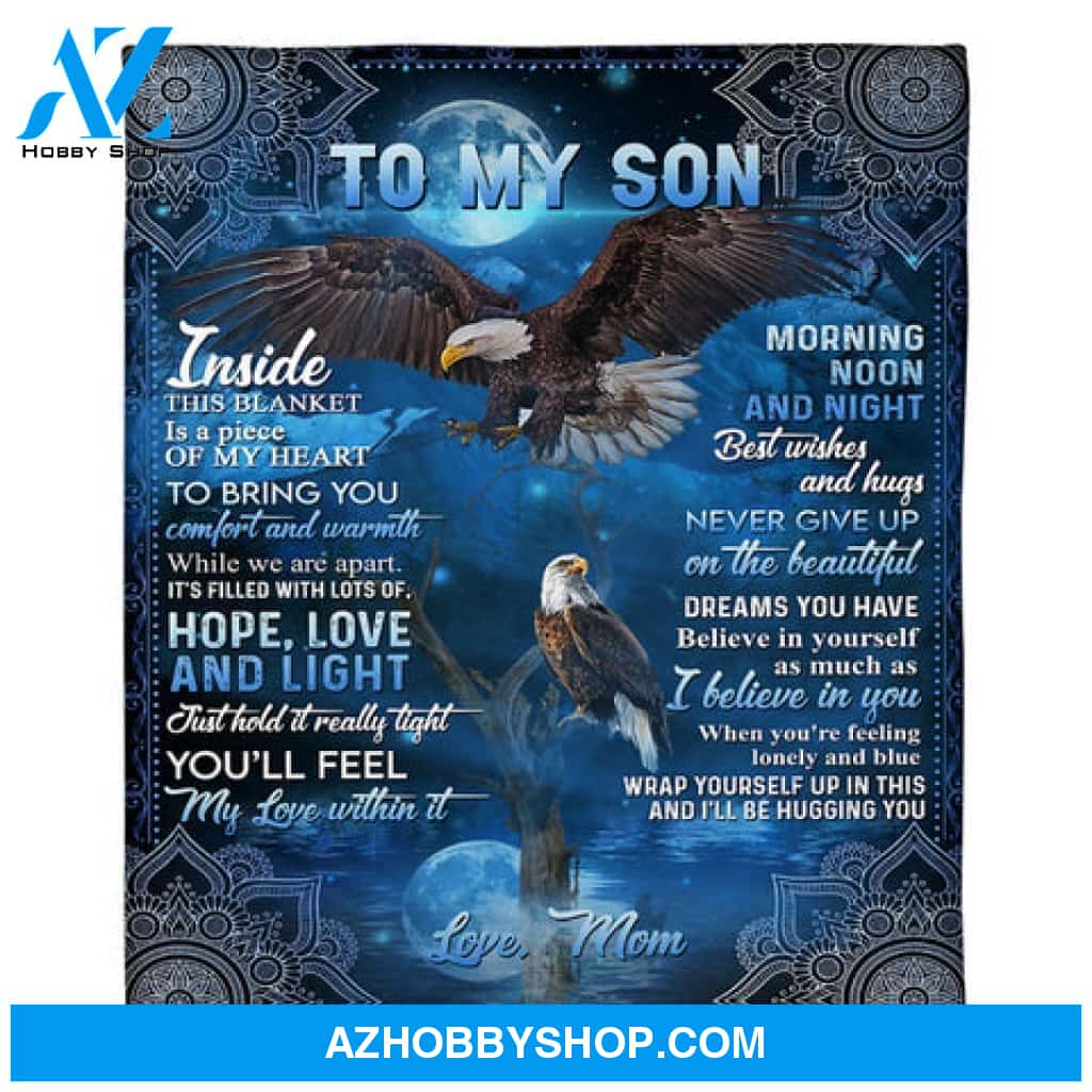 Gift For Son Blanket, To My Son Flying Eagle Fleece Blanket 