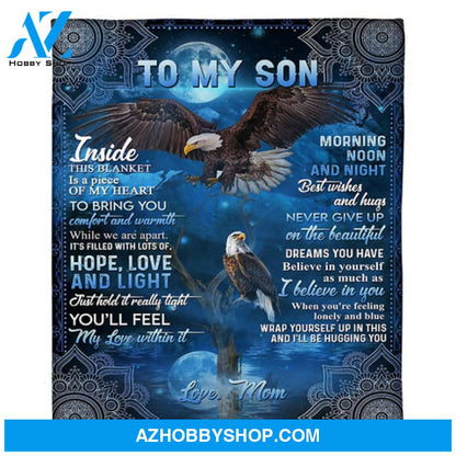 Gift For Son Blanket, To My Son Flying Eagle Fleece Blanket 