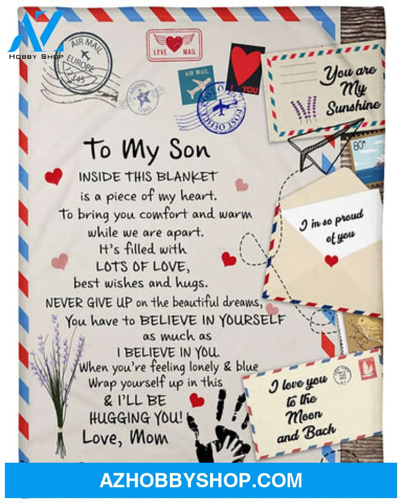 Gift for Son Blanket, To My Son I Love You To The Moon And Back - Letter From Mom