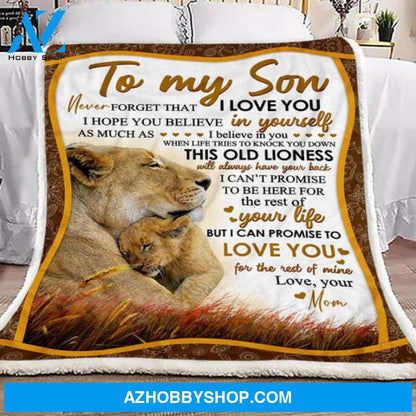 Gift For Son Blanket, To My Son Lion Never Forget That I Love You Letter From Mom