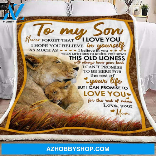 Gift For Son Blanket, To My Son Lion Never Forget That I Love You Letter From Mom