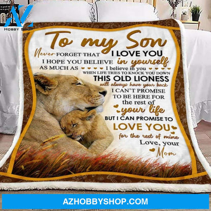 Gift For Son Blanket, To My Son Lion Never Forget That I Love You Letter From Mom