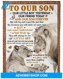 Gift For Son Blanket, To My Son Our Son Forever Fleece Blanket Lion For Family