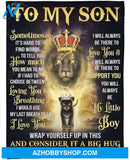 Gift For Son Blanket, To My Son Sometimes It's Hard To Find Words Lion Black