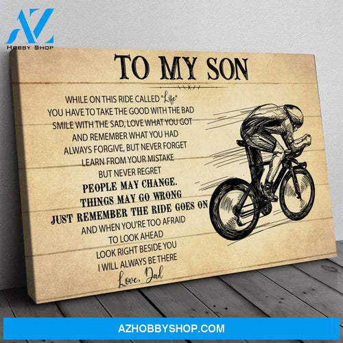 Gift For Son From Dad, Rider Son Gift, On This Ride Bicycle Canvas