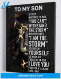 Gift for Son from Dad - The Lion - I Am The Storm Black Version - Framed Canvas Gift DS003