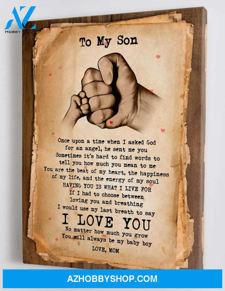 Gift for Son from Mom - Fist Bump - Framed Canvas MS026