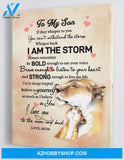 Gift for Son from Mom - Lion Cub & Mom - I am the Storm - Framed Canvas MS011