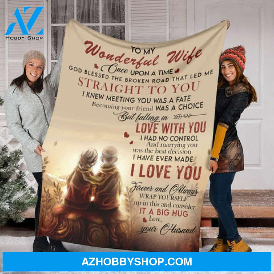 Gift For Wife Blanket, Old Couple To My Wonderful Wife Once Upon A Time