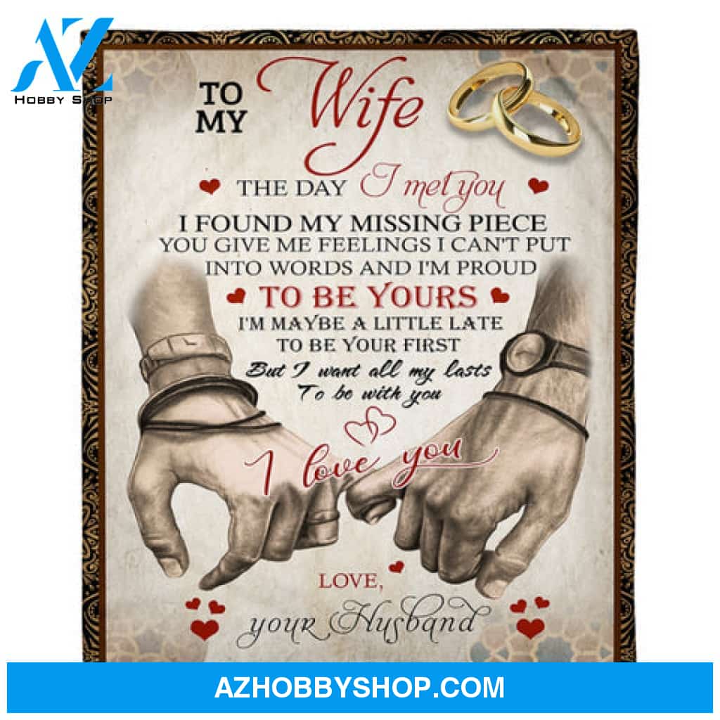 GIft For Wife Blanket, To My Wife I Love You Rings Hand In Hand Fleece Blanket