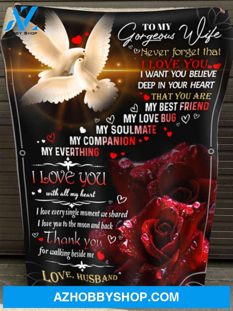 Gift For Wife Blanket, To My Wife I Love You With All My Heart Fleece Blanket