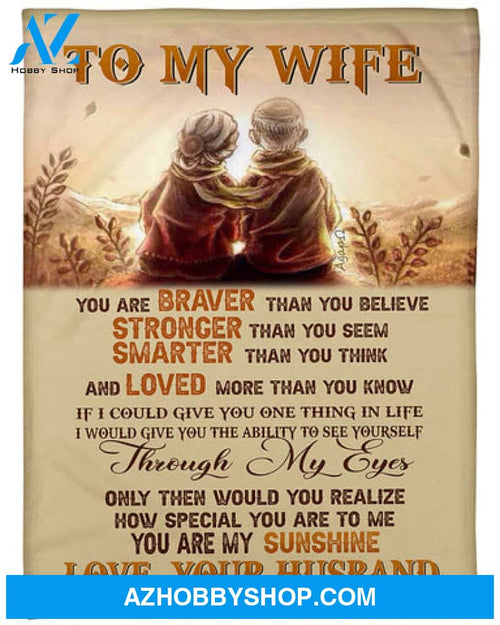 Gift For Wife Blanket, To My Wife You Are My Sunshine Fleece Blanket