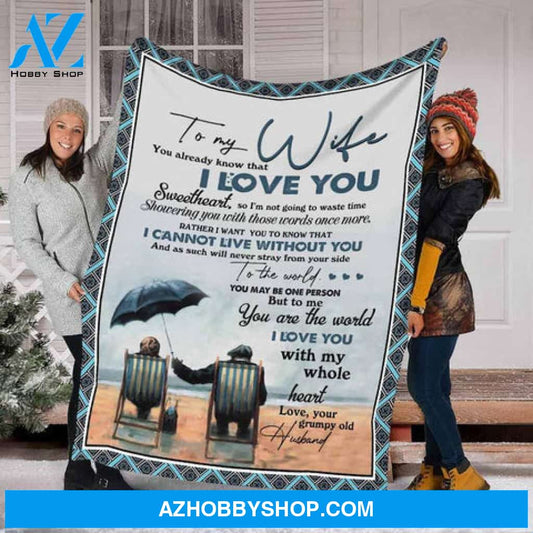 Gift For Wife Blanket, To My Wife Blanket, You Are The World, I Love You With My Whole Heart