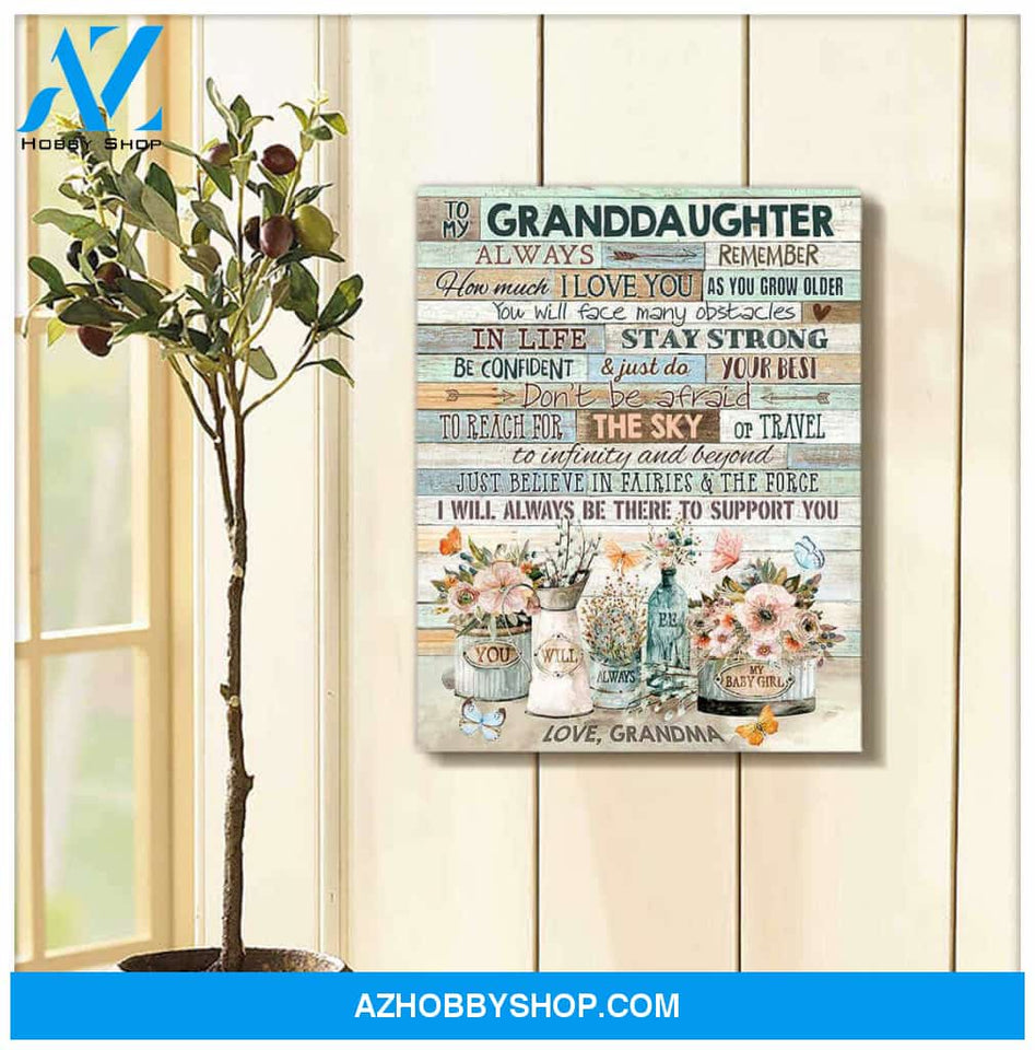 Gift from Grandma To my Granddaughter Butterfly Canvas Wall Art Decor