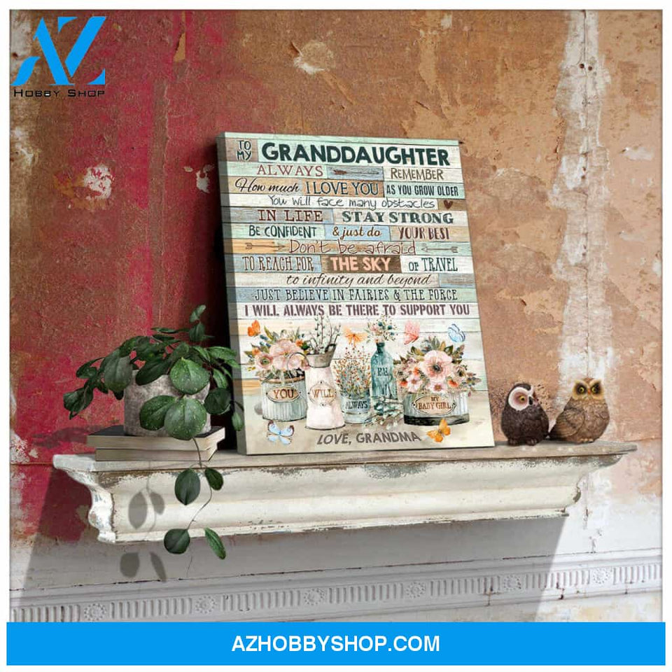 Gift from Grandma To my Granddaughter Butterfly Canvas Wall Art Decor