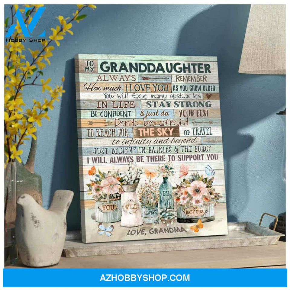 Gift from Grandma To my Granddaughter Butterfly Canvas Wall Art Decor