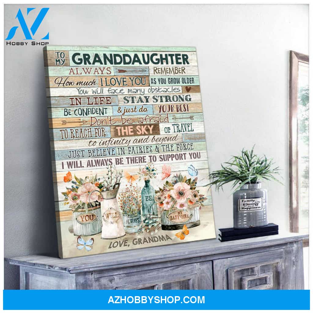 Gift from Grandma To my Granddaughter Butterfly Canvas Wall Art Decor