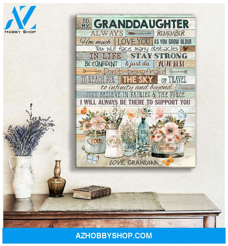 Gift from Grandma To my Granddaughter Butterfly Canvas Wall Art Decor