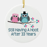 Gift For 33Rd Wedding Anniversary Hoot Ceramic Ornament