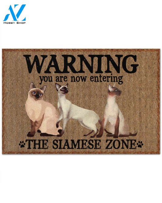 Giftcustom Warning - The Siamese Zone Door Indoor And Outdoor Doormat Warm House Homefarm Decor Gift Welcome Mat Gift For Siamese Cat Lover