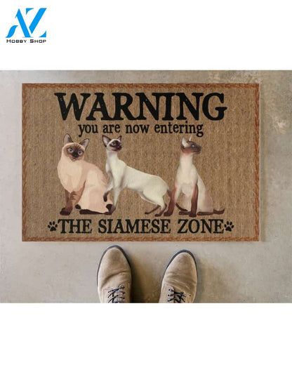 Giftcustom Warning - The Siamese Zone Door Indoor And Outdoor Doormat Warm House Homefarm Decor Gift Welcome Mat Gift For Siamese Cat Lover