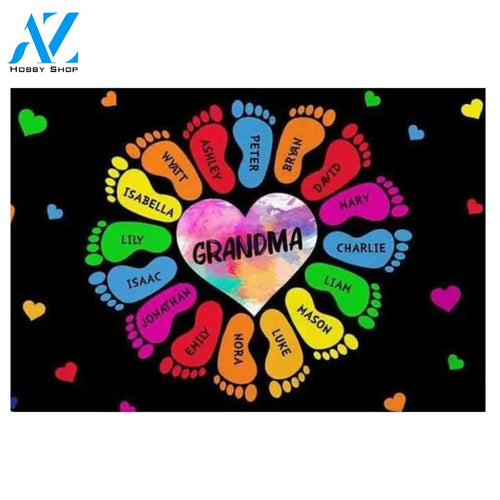 Gifts For Grandma Grandkids Footprints Indoor and Outdoor Doormat Warm House Gift Welcome Mat Gift for Friend Family