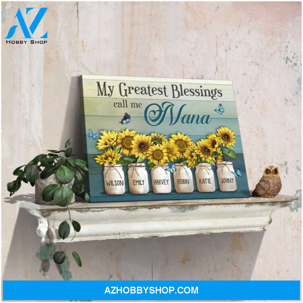 Gifts For Grandma Personalized Names Sunflower Art Canvas Print
