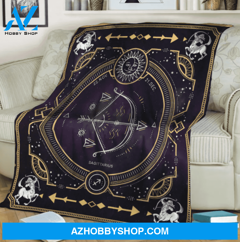Giftster Sagittarius Zodiac Archery Fleece Blanket , Halloween Gift, Christmas Gift, Halloween Decor